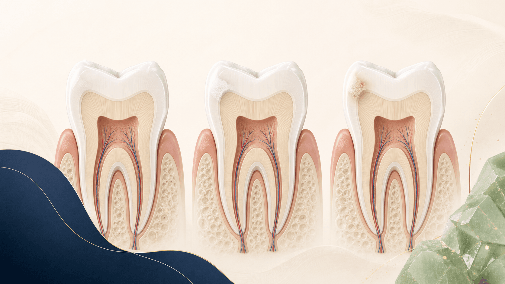 Progression pédagogique d’une carie de l’émail vers la dentine